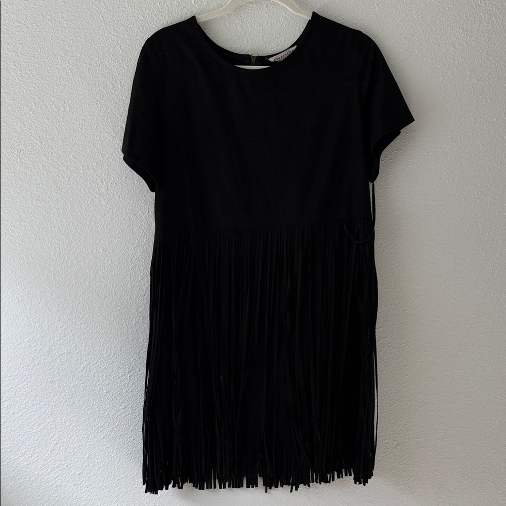 Love Riche Black Fringe Mini Dress